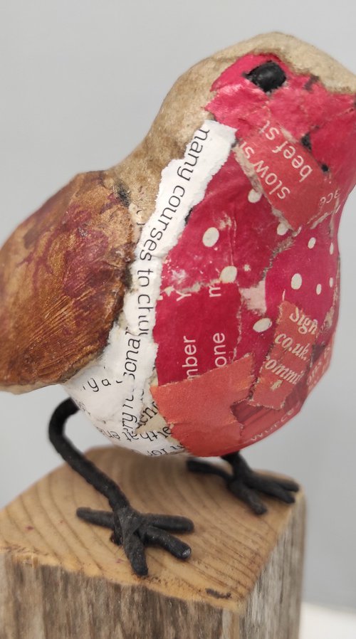 Robin #6 paper bird sculpture by Jane Palmer Art
