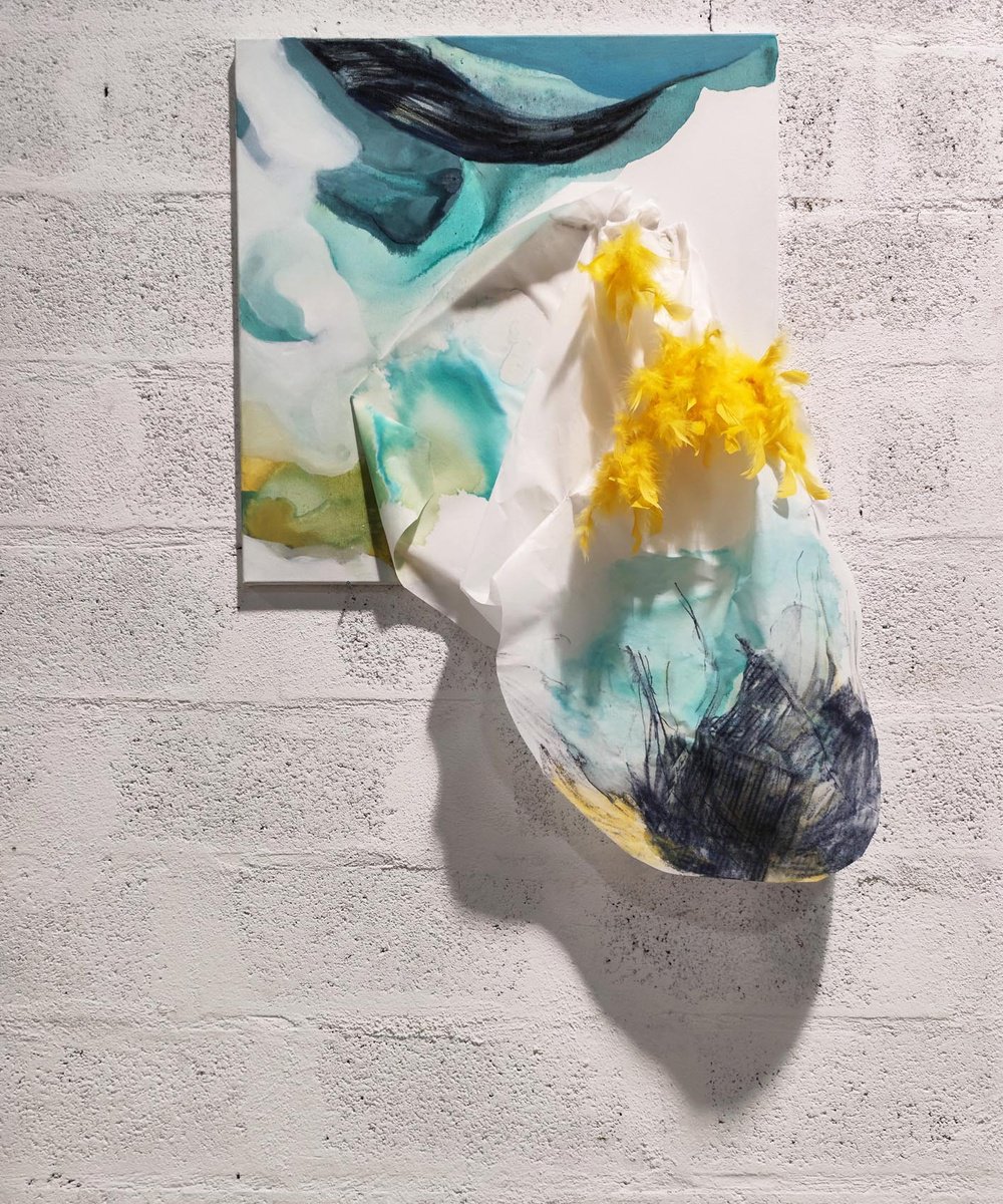 Organic Abstract Acrylic Painting By Gugi Goo, 28 X 42, In Hotel, Kouros Knees, Original Artwork