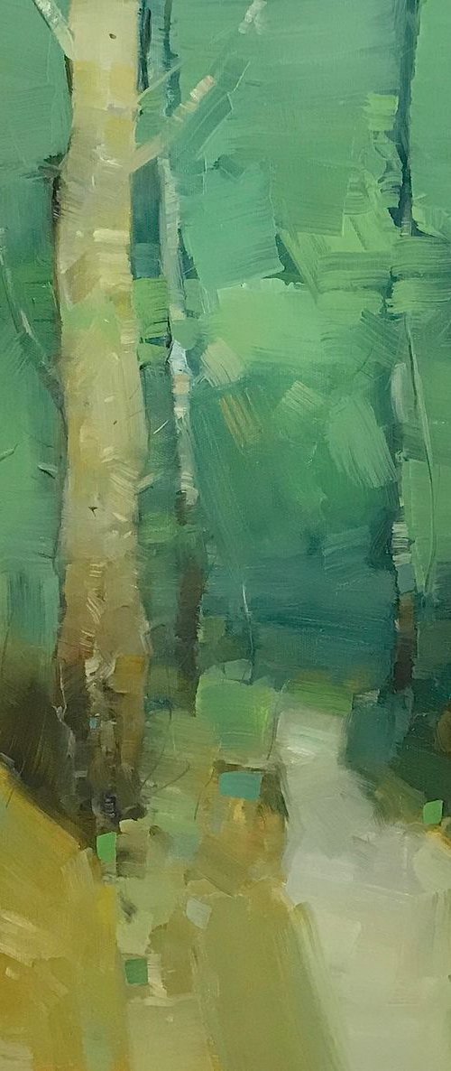 Summer Grove, Landscape oil painting, Handmade artwork, by Vahe Yeremyan