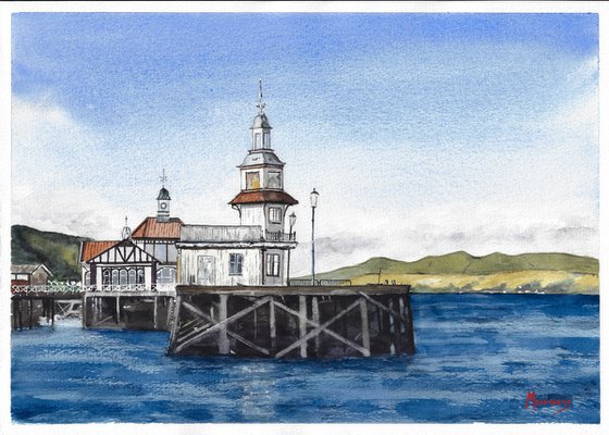 Dunoon Pier Scottish Landscape Watercolour Painting