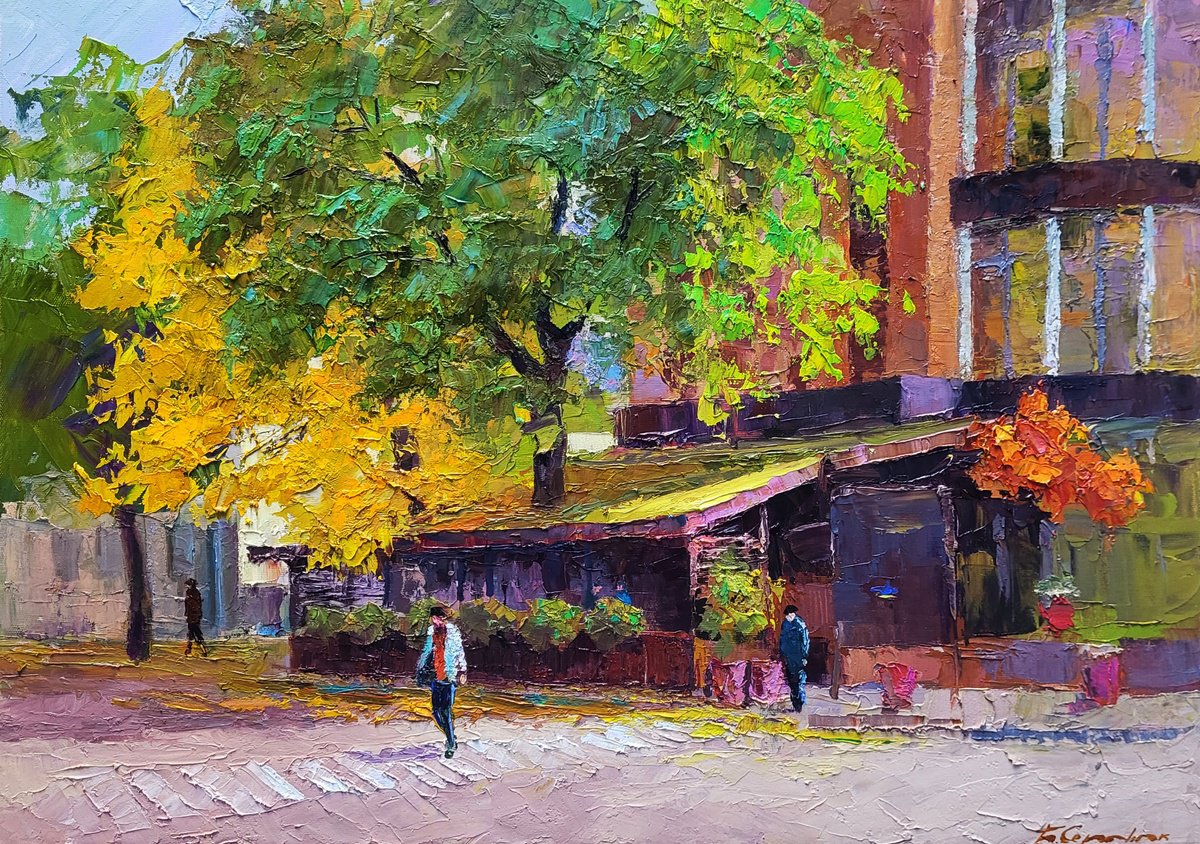 Cafe Wine And Friends By Boris Serdyuk, 28 X 20, Artwork For Sale On Artfinder