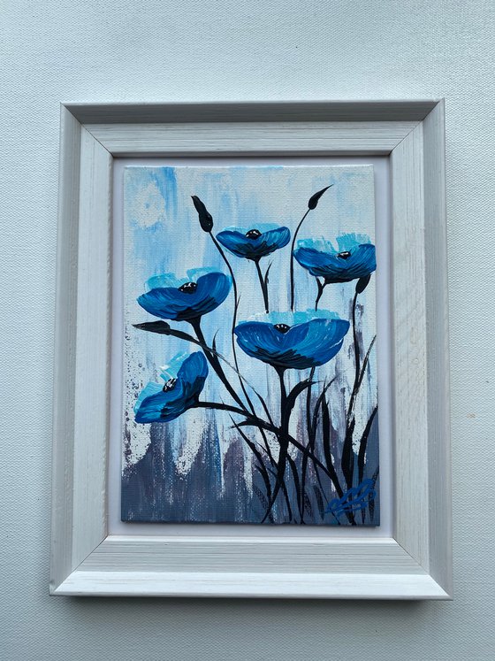 Blue Poppies in a Frame