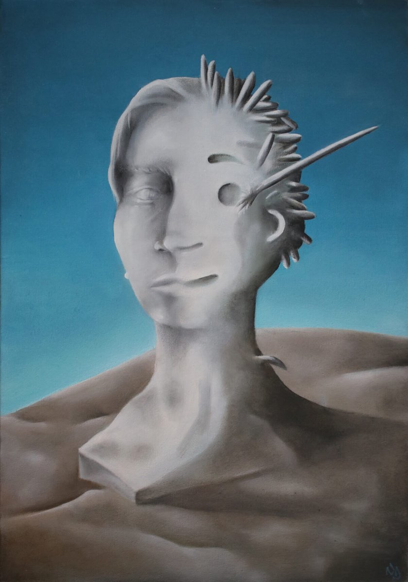 Surrealistic Portrait Oil Painting By Vanessa T Stefanova, 13 X 18", Call For Shitty Artists, Original Artwork