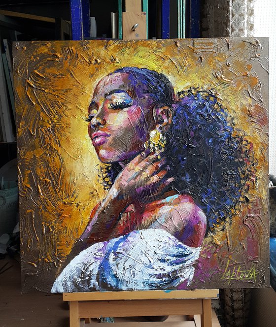 Painting portrait of a black woman - Character - portrait african woman