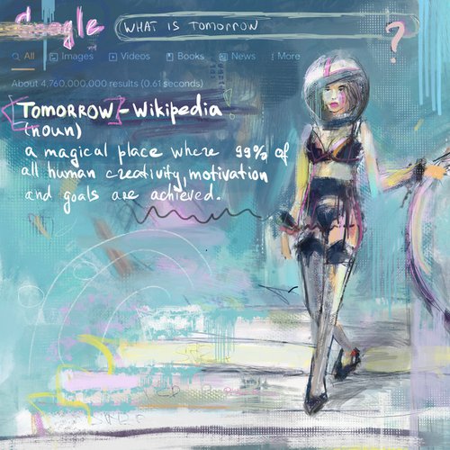 Tomorrow is a magical place. Woman in space helmet. by Anna Polani