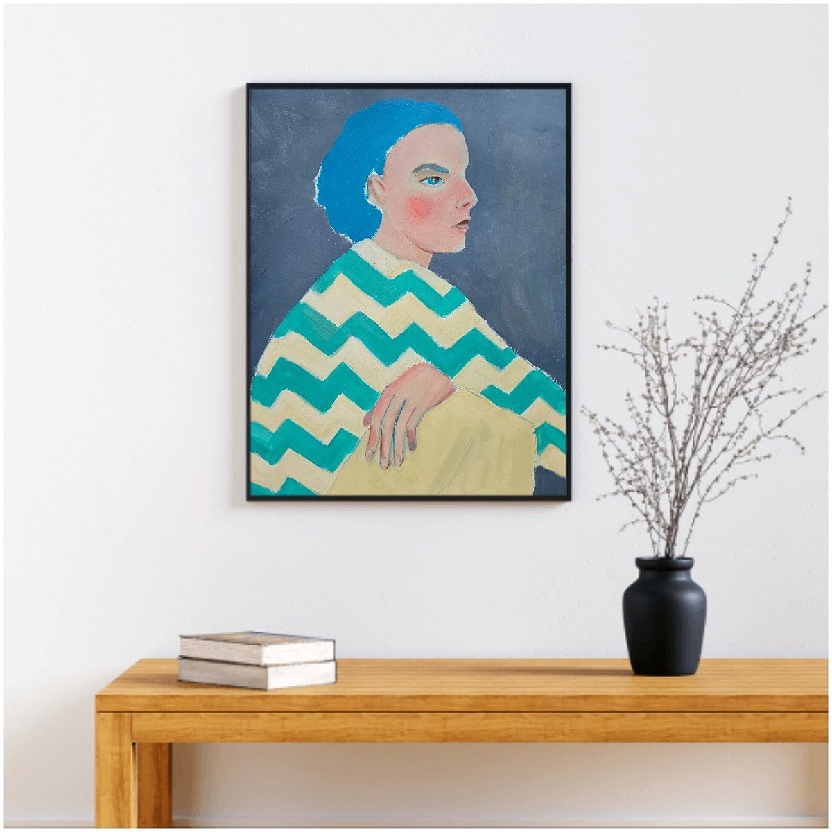 Expressive Portrait Acrylic Painting By Ksenia June, 12 X 17", I Do Remember, Original Artwork