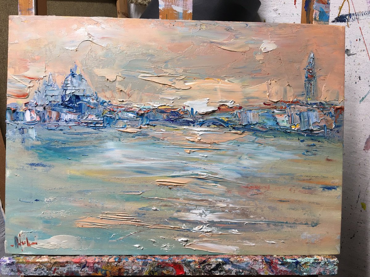 Original Oil Painting - Abstract Venice Afternoon. by Altin Furxhi