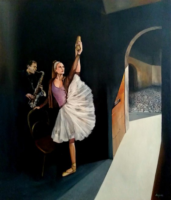 Private concert - portrait-oil painting-figurative