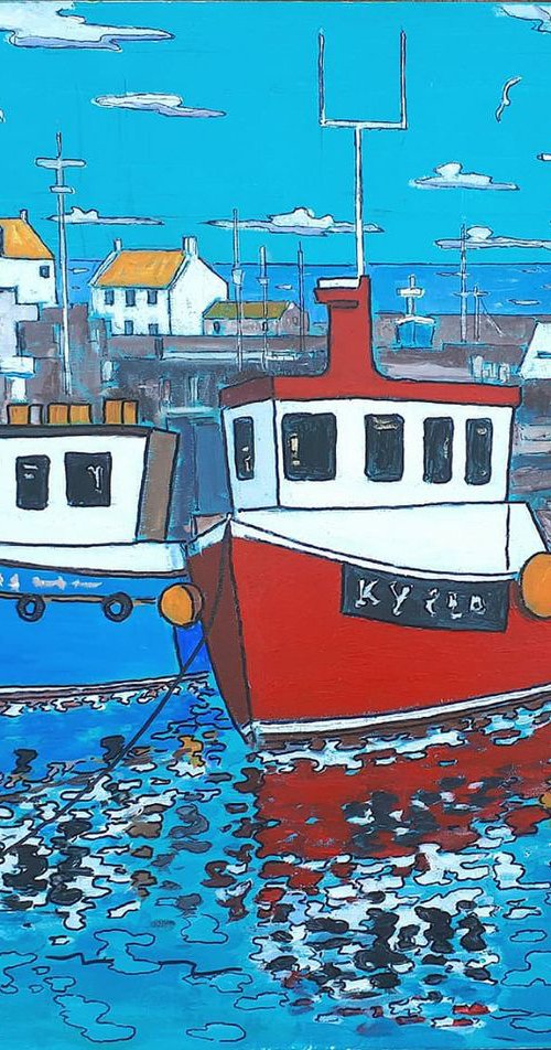 boats in pittenweem harbour by Colin Ross Jack