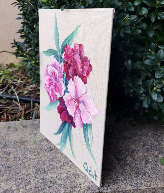 Oleander. 18x24 cm. Vintage floral painting. Plein-air. Oleandro. Pittura floreale vintage