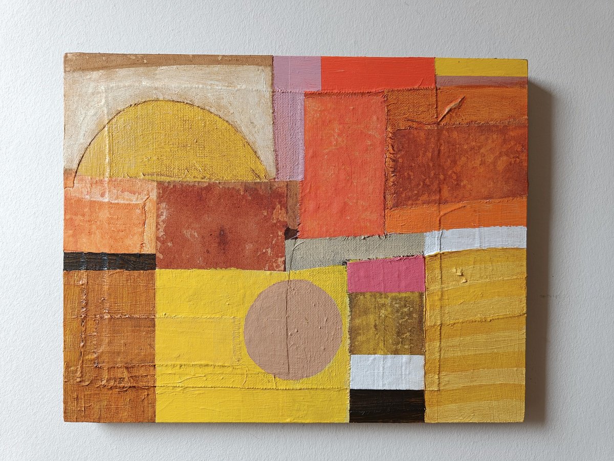 Geometric Painting , Yellow Sand By Aleksandra Niemczyk, 14 X 11, Artwork For Sale On Artfinder