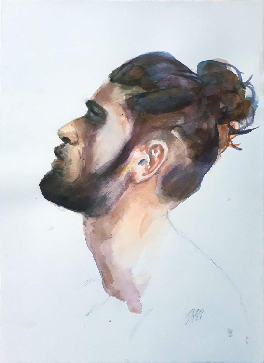 Portrait Man... /  ORIGINAL PAINTING by Salana Art Gallery