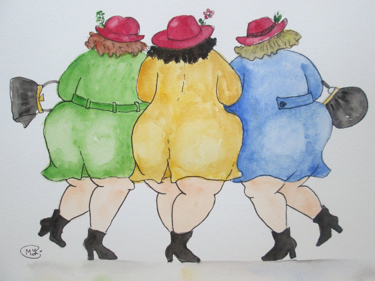 Impressionistic Portrait Painting By Marjansart, 12 X 8", Big Best Friends Together, Original Artwork