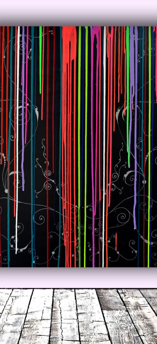 Tears of the Rainbow Large Painting XL - Big Painting - Ready to Hang by Soos Tiberiu