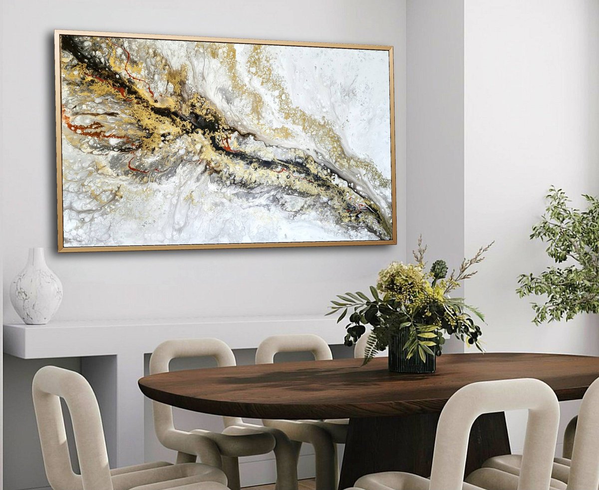 Organic Abstract Painting By Eleni Denart, 59 X 35, Xenios Dias, Original Artwork