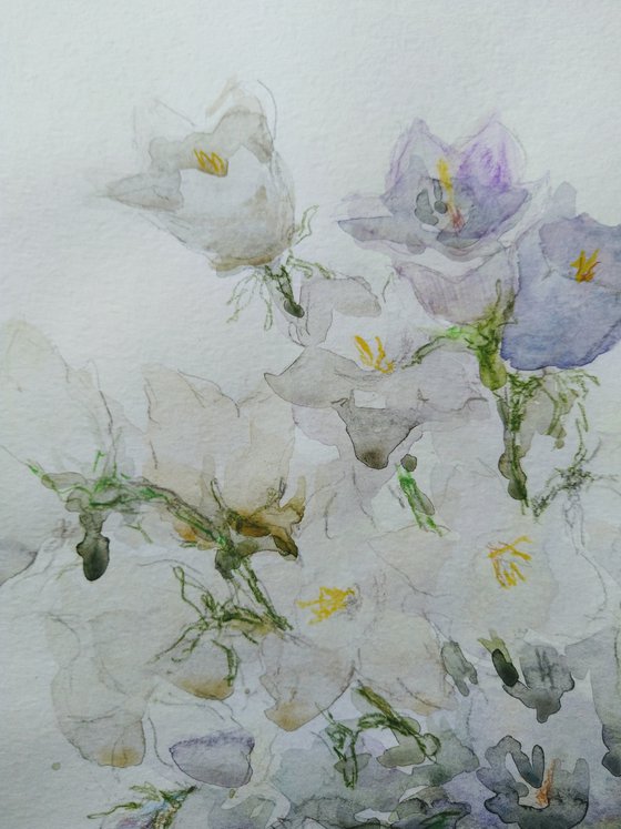 Bouquet of bluebells. Original watercolour painting.