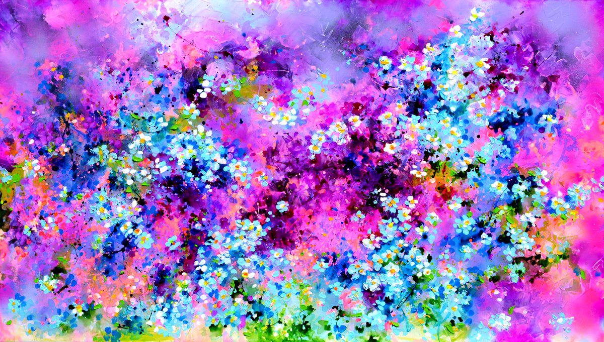 Wild Forget Me Not Floral Field by Soos Roxana Gabriela