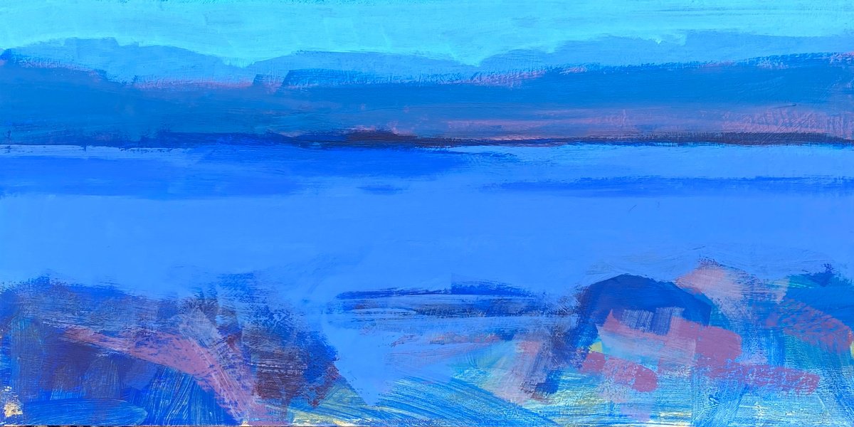Impressionistic Landscape Acrylic Painting By Chrissie Havers, 19 X 11, Dreamy Morning, Original Artwork