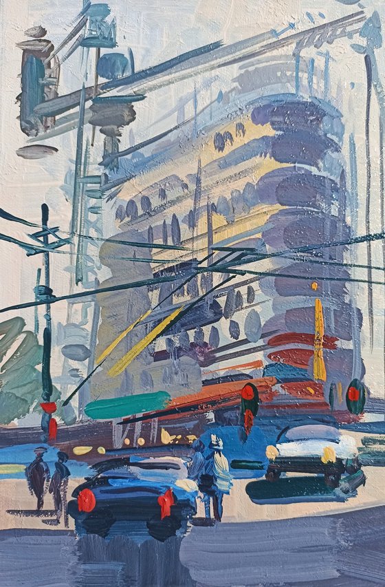 Modern cityscape - 6 (20x30cm, oil painting, ready to hang)