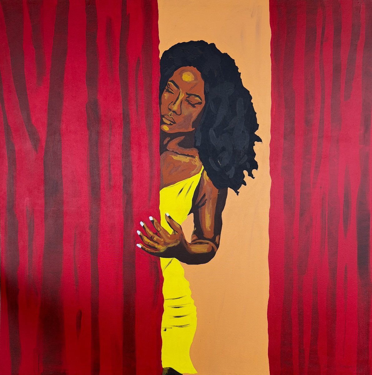 Behind The Curtains By Emmanuel Akolo, 48 X 48, Artwork For Sale On Artfinder