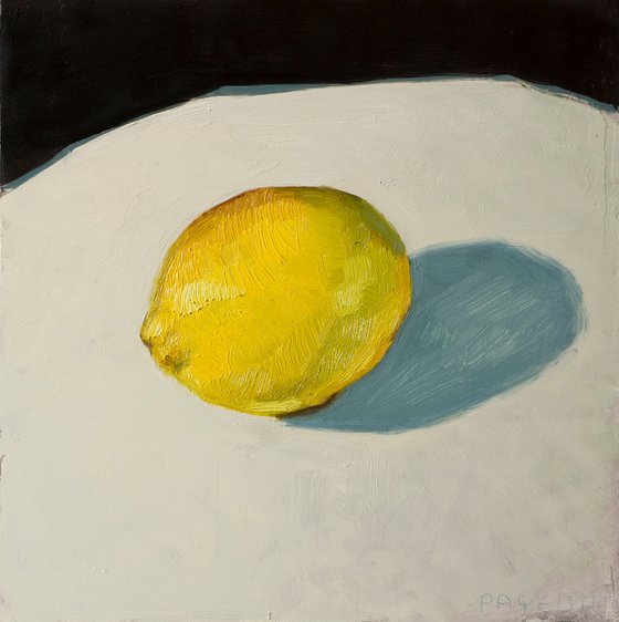 yellow lemon on a black and white background