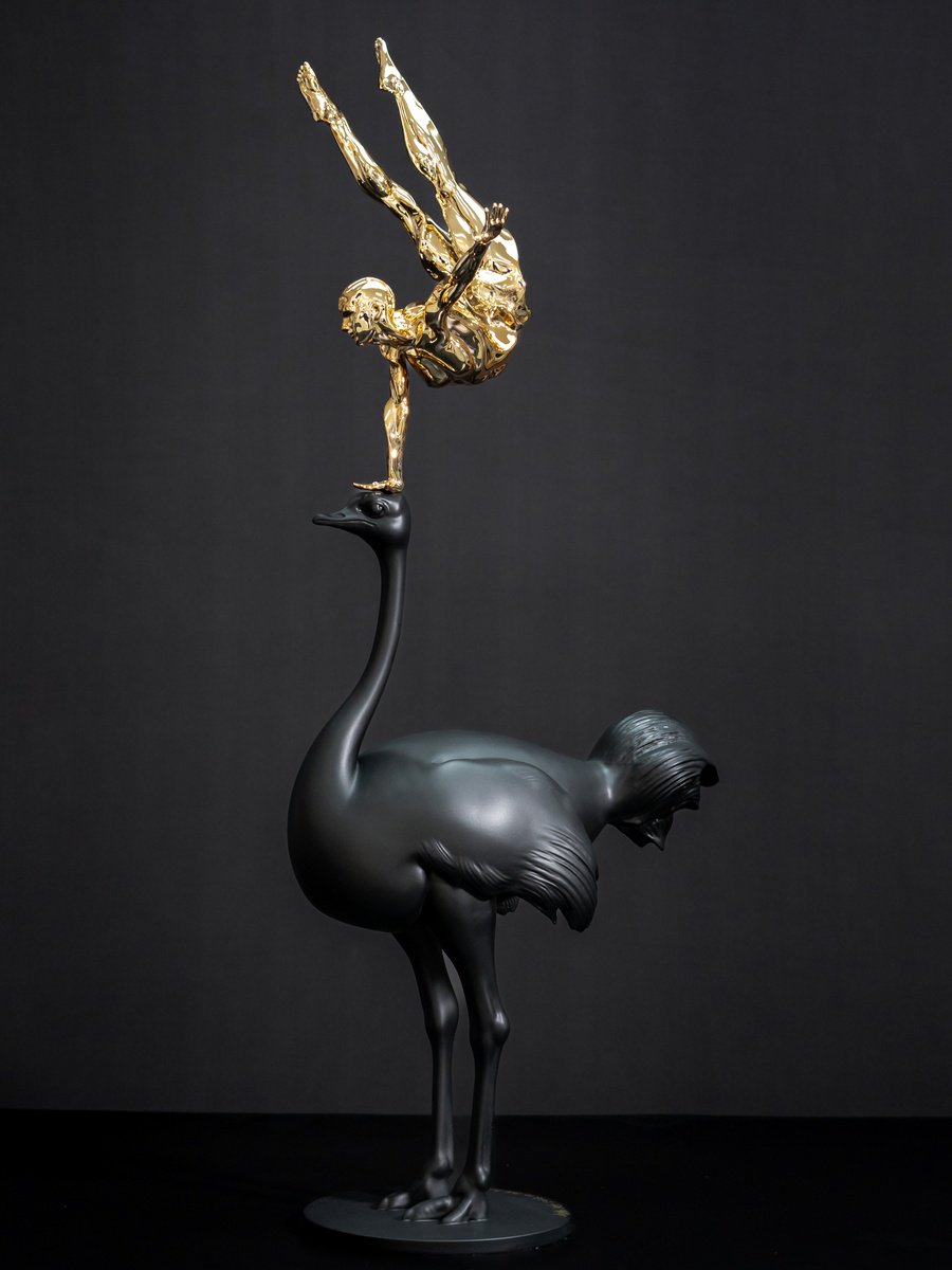 Surrealistic Animal Sculpture By Ming Li, 10 X 31", How Far Is The Distance?, Original Artwork