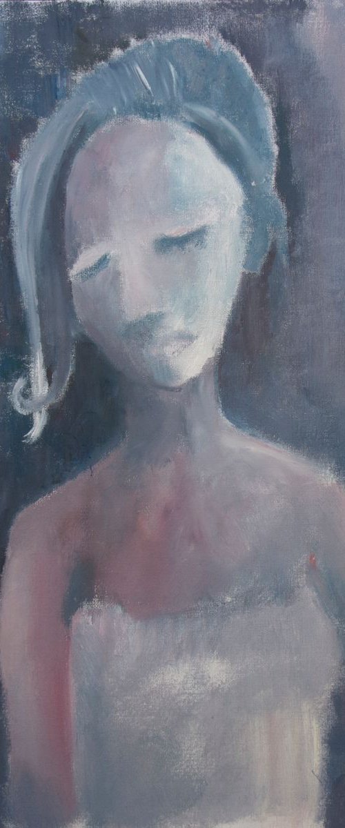 Portrait 12x9 Oil On Canvas Womans Face - Portrait of a Woman - Portrait by Ryan  Louder