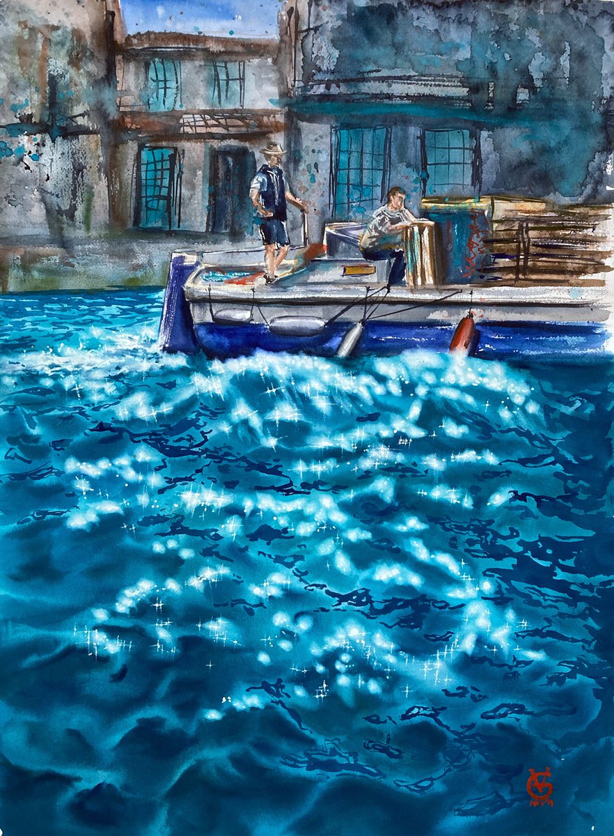 Impressionistic Landscape Watercolour By Valeria Golovenkina, 22 X 30", Let