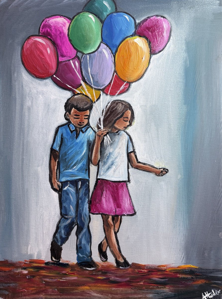 Impressionistic Portrait Acrylic Painting By Aisha Haider, 12 X 16, Let