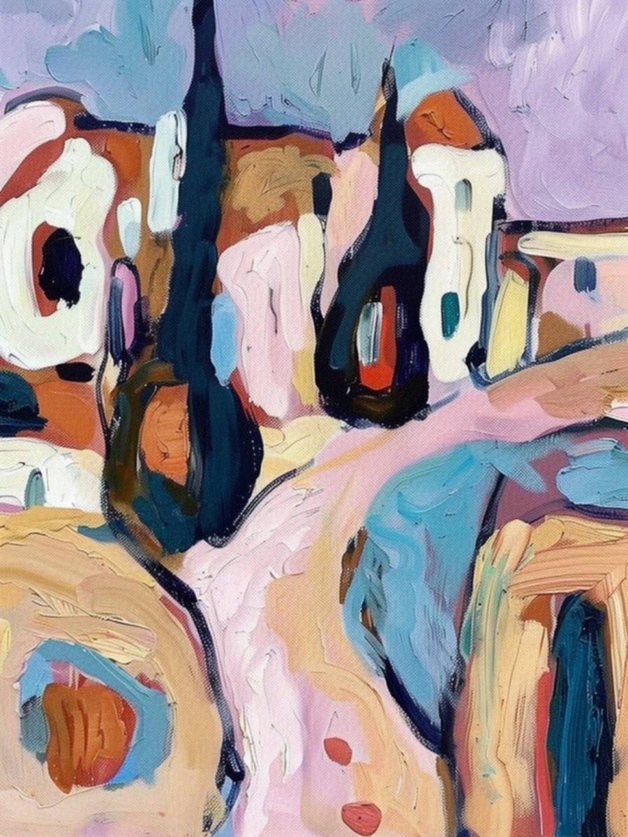 Abstract Print By Elena Avanesova, 24 X 31, Walk In The Country, Original Artwork