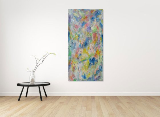 BREATH OF THE MOON - large abstract original painting, nude art, vertical, home hotel interior art decor