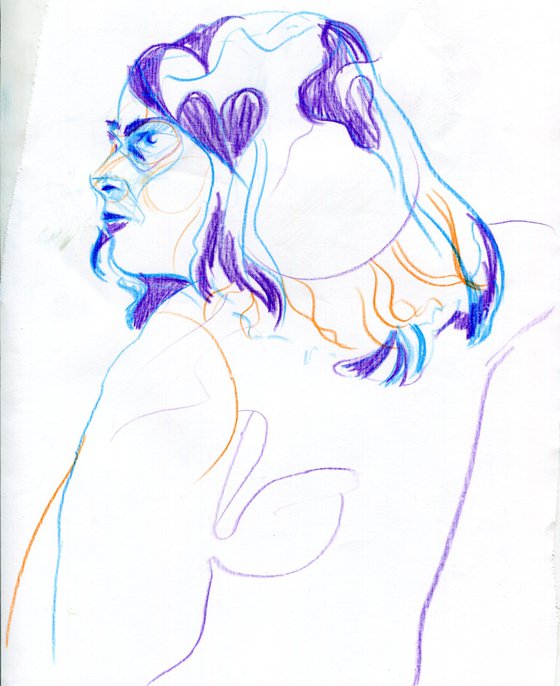 Girl portrait in coloured pencil