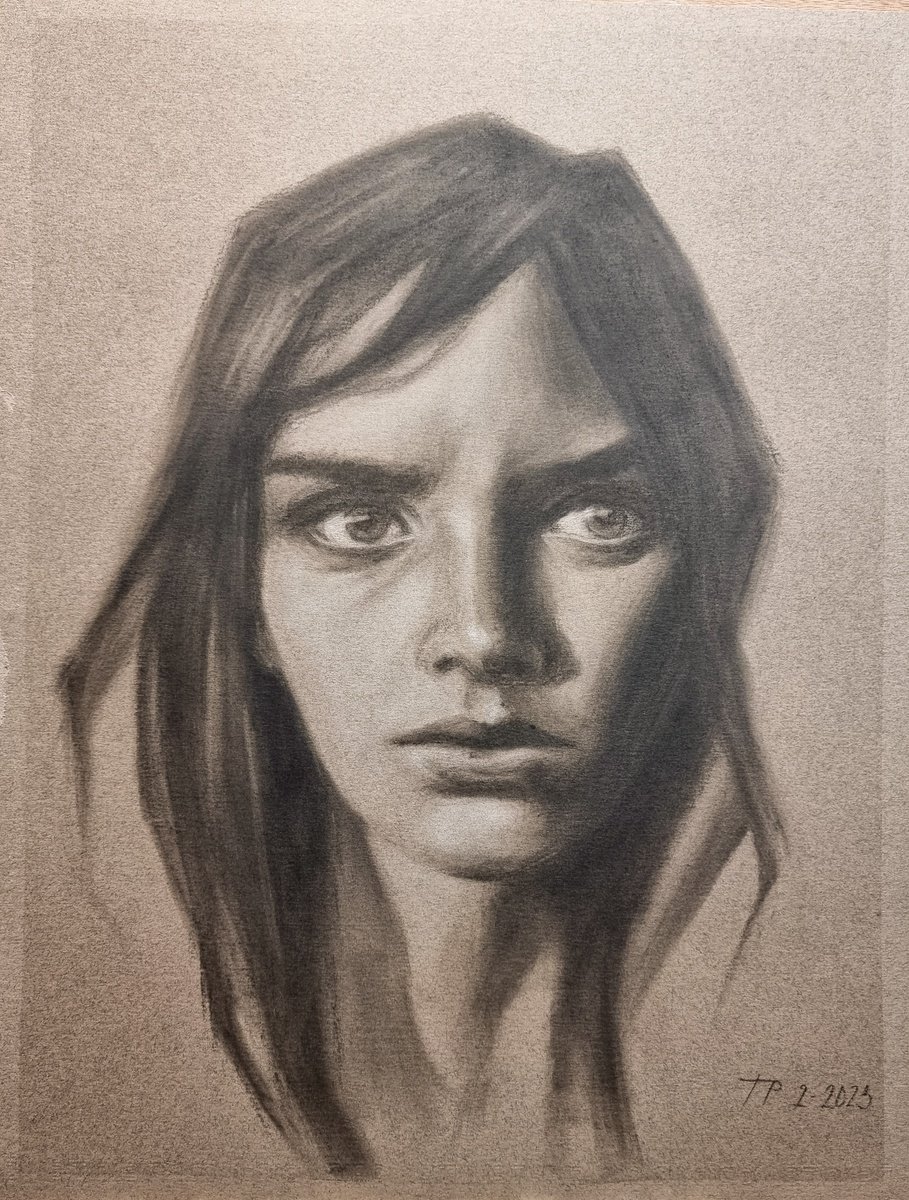 Expressive Portrait Pastel Drawing By Artmoods Tp, 16 X 20, Graphic Interlude 0223-02, Original Artwork