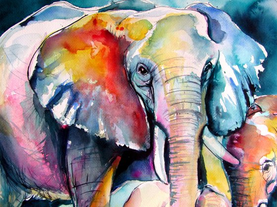 Elephant with babies II