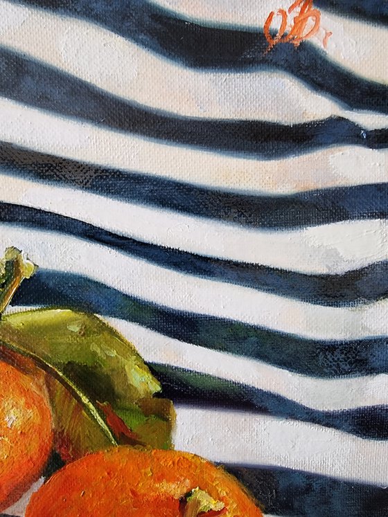 "Tangerine mood. "  Tangerine still life  liGHt original painting  GIFT (2022)