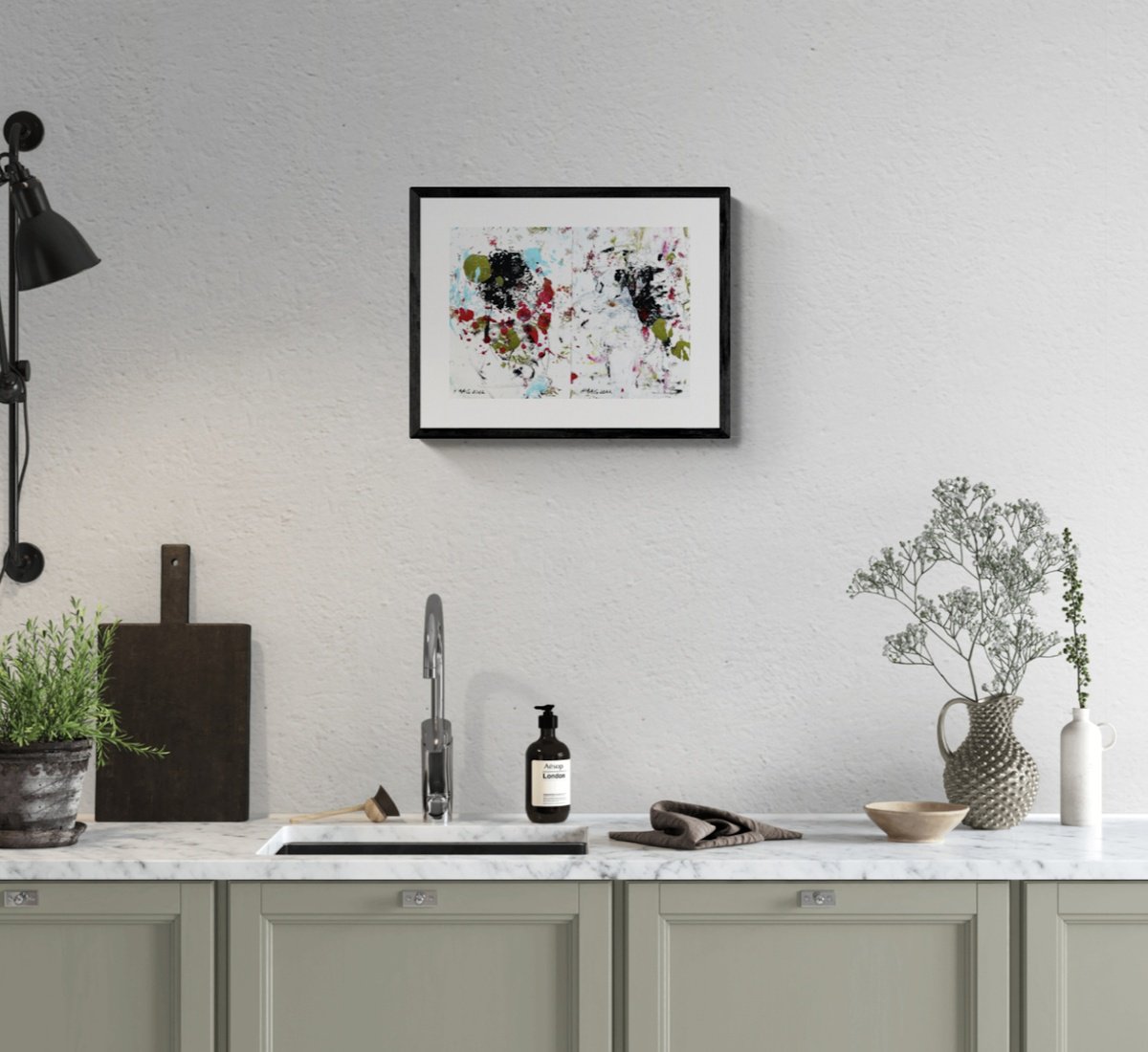 Organic Abstract Acrylic Painting By Christel Haag, 17 X 12, Second Chance (Diptych), Original Artwork