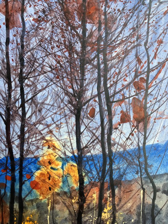 Sunny Autumn landscape with trees