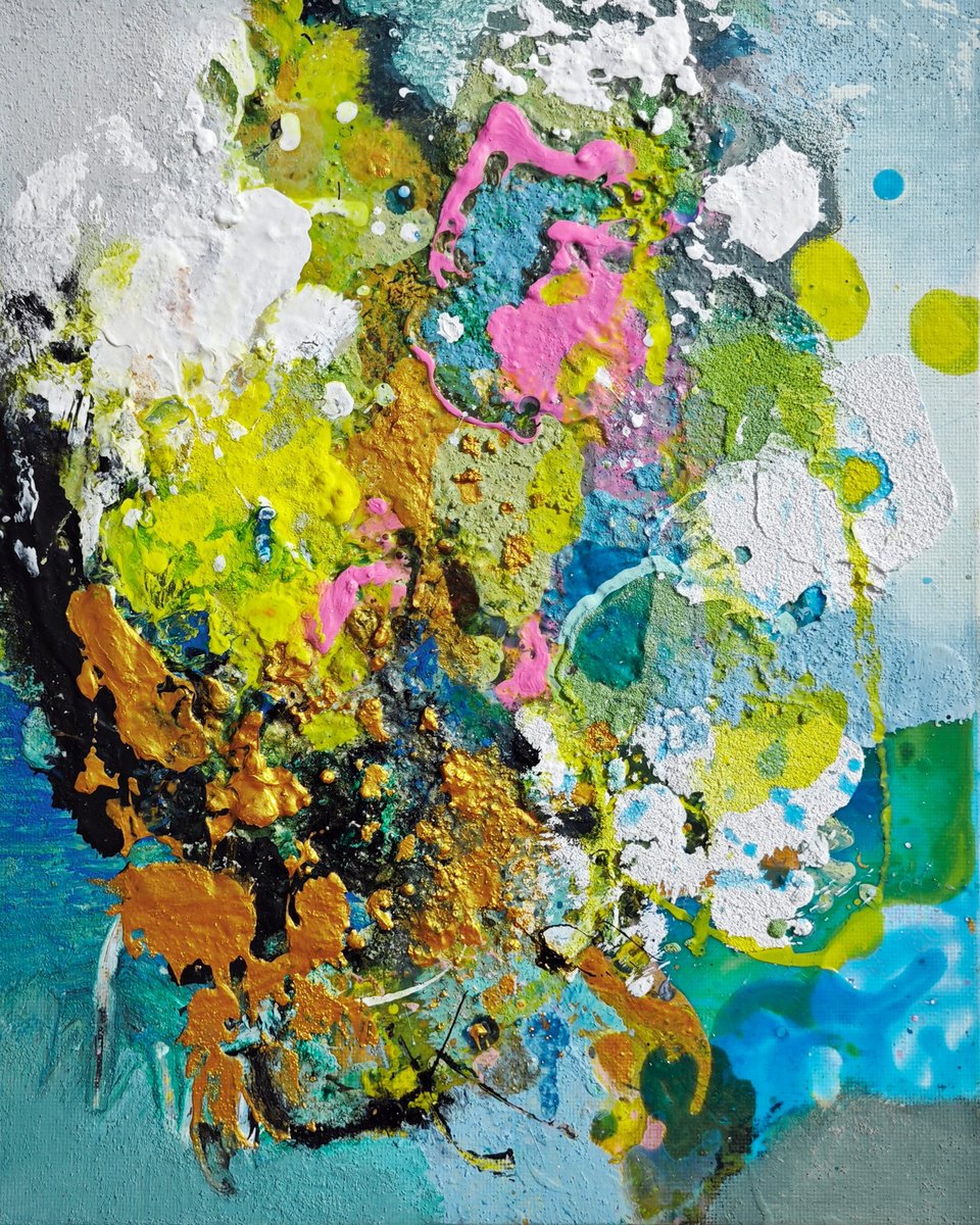 Abstract Acrylic Painting By Liang Hailun, 9 X 12", N°274, Original Artwork