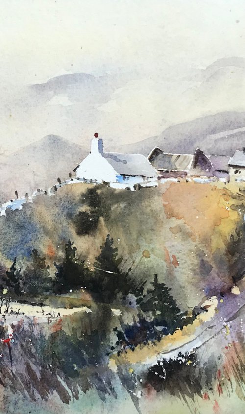 Farm house with buildings by Vicki Washbourne