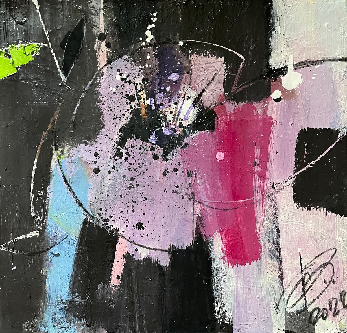 Expressive Botanical Oil Painting By Igor Yuryev, 20 X 20, Sakura #1, Original Artwork