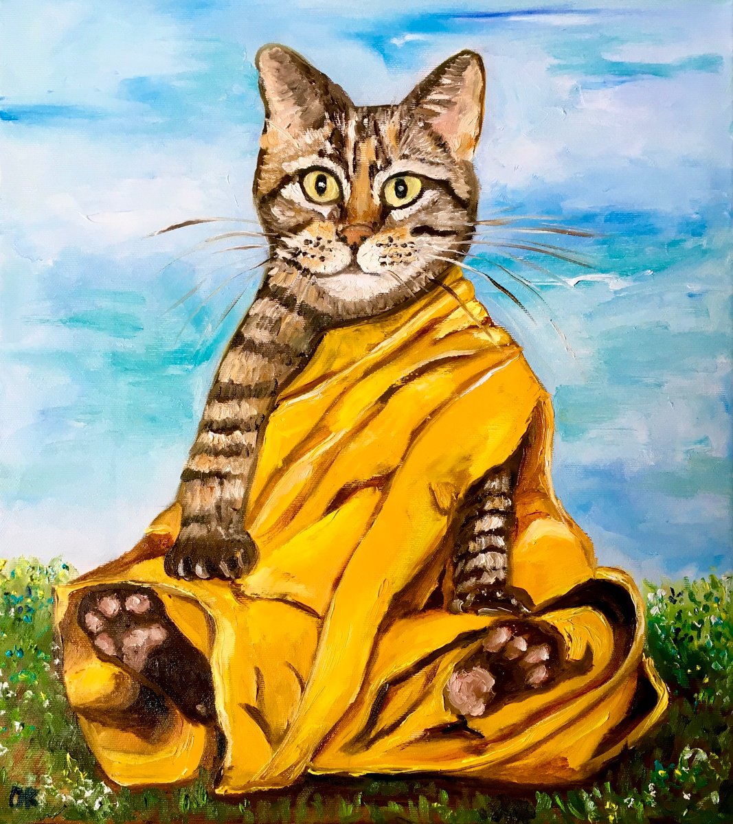 Buddhist cat bringing peace and tranquility of mind. by Olga Koval