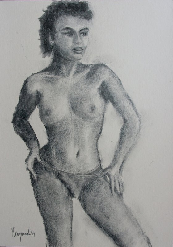 Female Figure 40 Charcoal Sketch