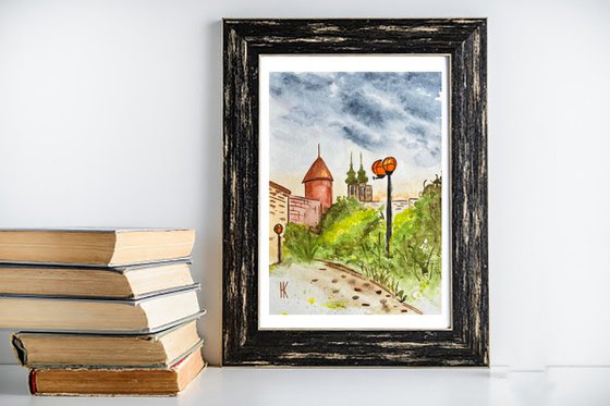 Castle in Eger - original watercolor painting