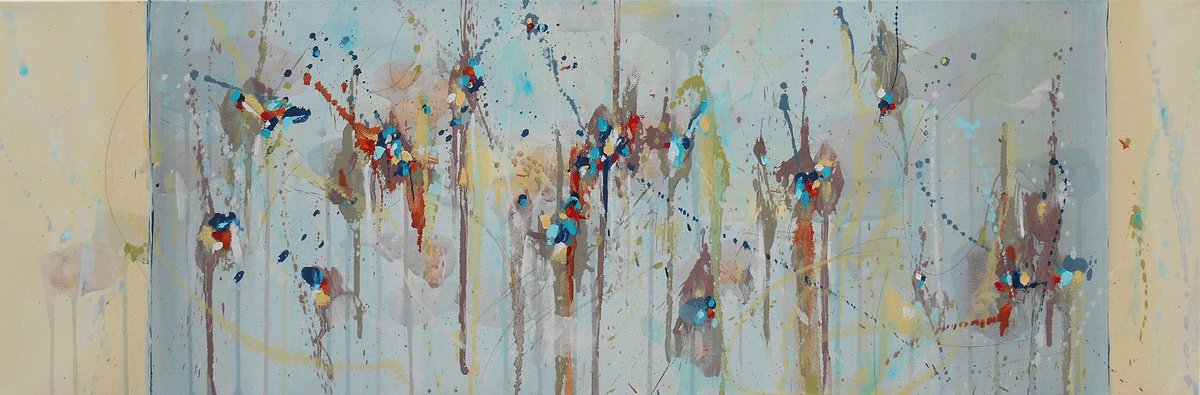 Abstract Oil Painting By Cynthia Ligeros, 36 X 12, Journey Of Wonder, Original Artwork