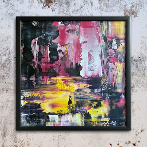 "Leaving An Imprint" - Original PMS Abstract Acrylic Painting On Plexiglass, Framed - 26" x 26"