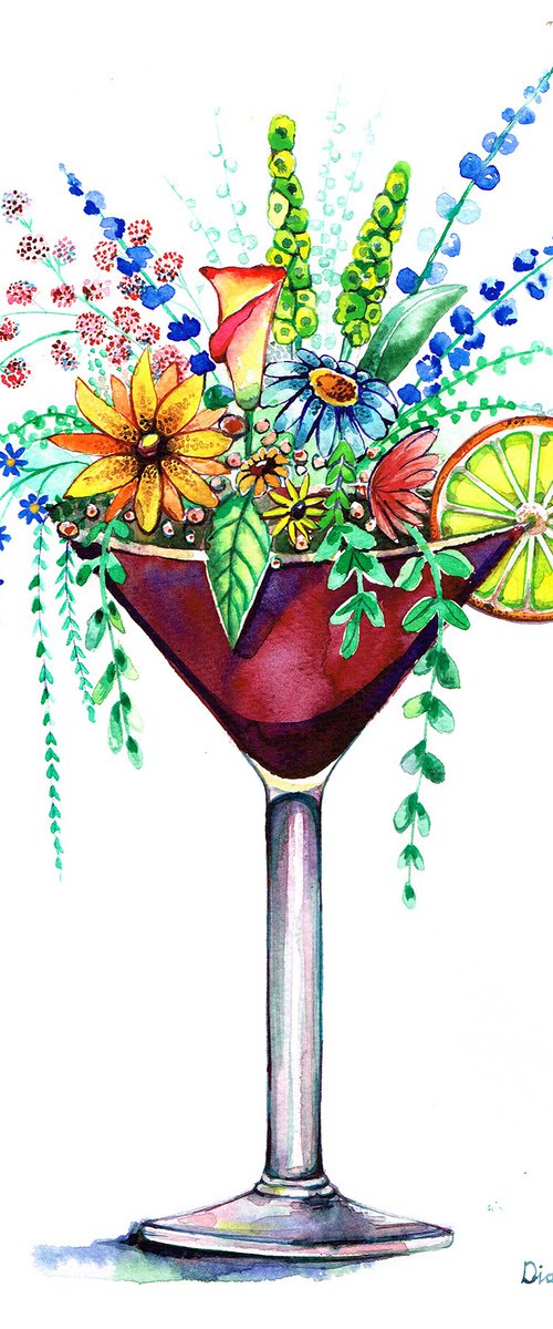 Flowers in Martini Glass by Diana Aleksanian