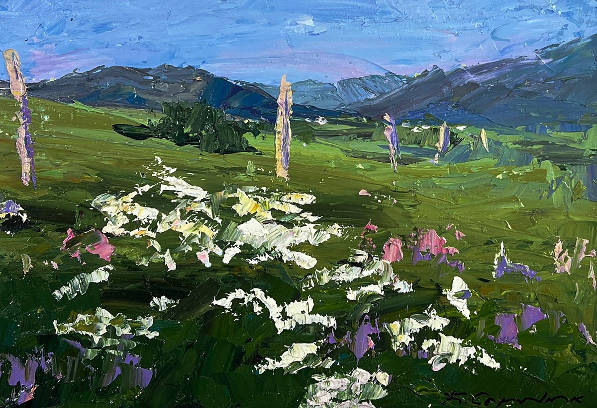 Flowering Mountain Fields By Boris Serdyuk, 12 X 8, Artwork For Sale On Artfinder