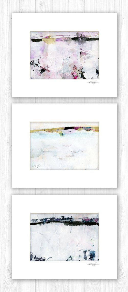 A Serene Life Collection 4 - 3 Abstract Paintings in mats by Kathy Morton Stanion by Kathy Morton Stanion