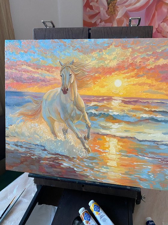 Horse at sunset