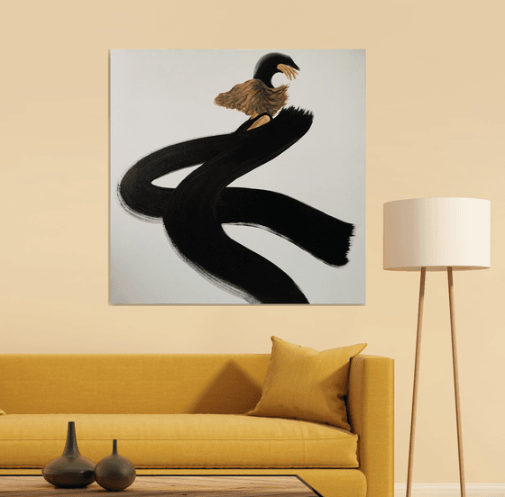 ” woman flying butterfly ”